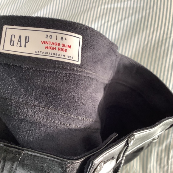 NWT GAP Womens Black Faux Leather Pants High-Rise Vintage Slim Size 29 - Picture 6 of 8